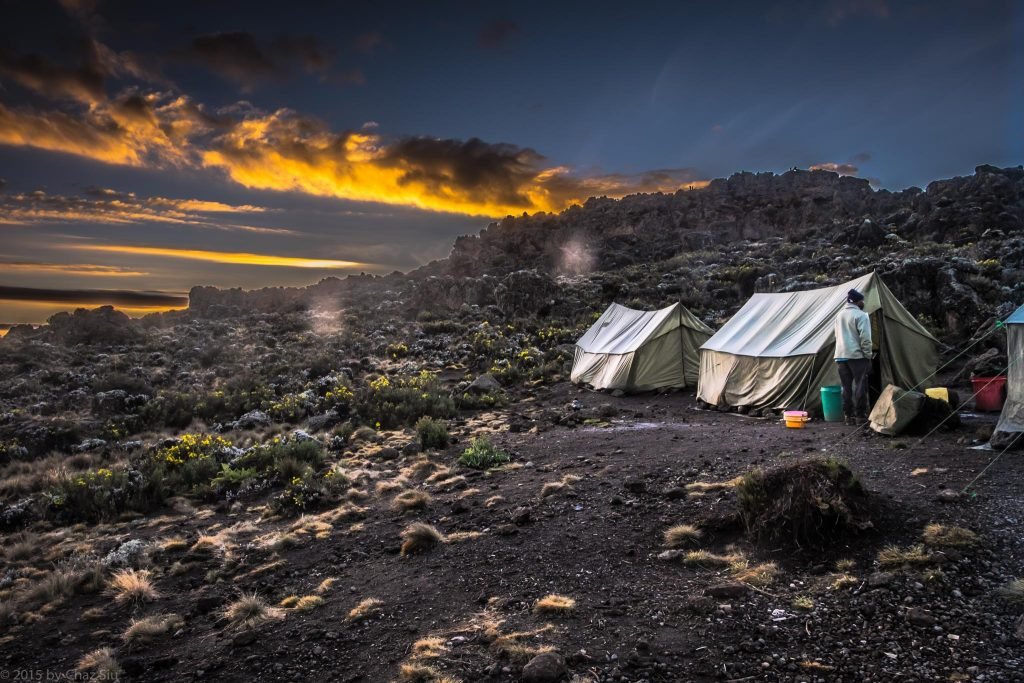 Cooking And Mess Tents At Sunrise - Third Cave