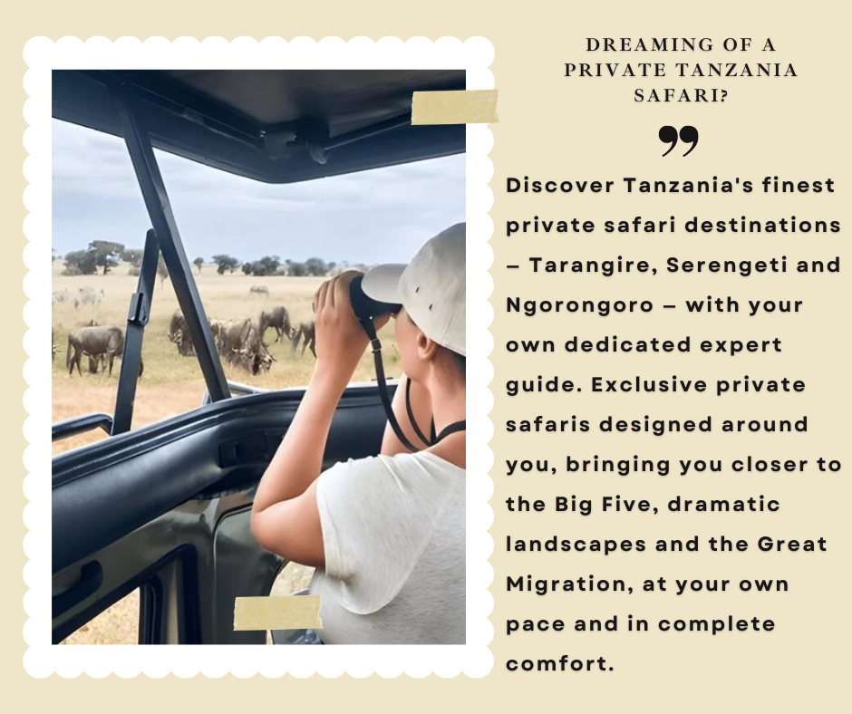 Private Tanzania safari tour with tailor-made itinerary in African wilderness